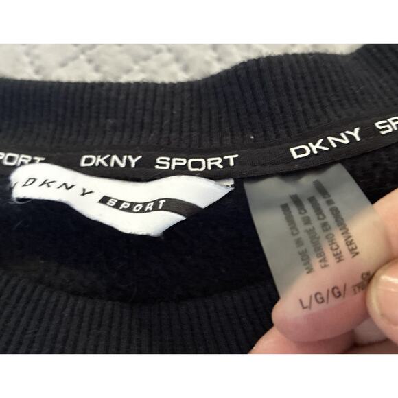 DKNY Sport Sz L Velvet Spellout Rhinestones Ice Waterfall LS Sweatshirt - Picture 4 of 8